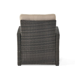ST MARTA Single Sofa Outdoor Relaxation Seat Grey PE Rattan Waterproof Fabric