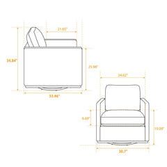 Modern Upholstered Square Swivel Accent Chair With 360 Degree Rotation