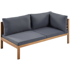 GO Wood Structure Outdoor Sofa Set with Gray Cushions