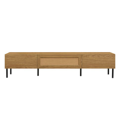 Boho TV Stand for TVs Up to 80" with Rattan Decoration and Metal Legs