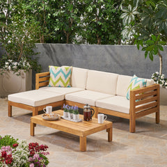 Cambridge L Shape Sofa Set with Ottoman and Table
