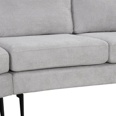 111" Upholstered 3-Seater Sofa with Curved Design and Two Printed Pillows