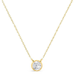.925 Sterling Silver 1/10 Cttw Round-Cut Diamond Bezel 18" Pendant Necklace (J-K Color, I1-I2 Clarity)