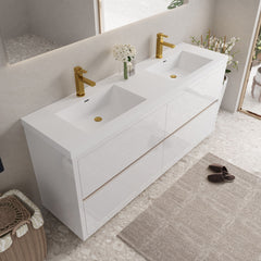 Bathin Freestanding Bathroom Vanity With Double Sinks, Bathroom Storage Vanity Cabinet With Stone Resin Countertop And Soft Close Drawers