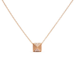 14K Yellow Gold 1/4 Cttw Diamond Matte Finished Pyramid Pendant Necklace (G-H Color, SI1-SI2 Clarity) - 18 Inches