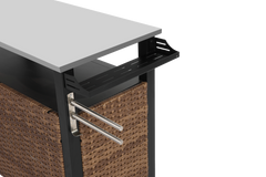 Outdoor Kitchen Wicker Island Rolling Cart & Storage Cabinet Brown