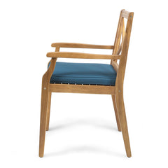 Perla Dining Chair 2pcs with Blue Cushions