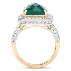 5.18 Carat Dyed Emerald and White Topaz .925 Sterling Silver Ring