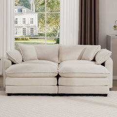 Modern Oversized Modular Cushion Sofa With Ottoman, Low Back, Deep Seating Sofa Set