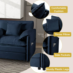 Oversized Deep Seat Sectional Sofa Modern Chenille Cloud Couch Large 3 Seater Modular Sofa with 3 Pillows