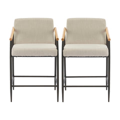 Mid Century Modern Counter Stool Set With Iron Frame