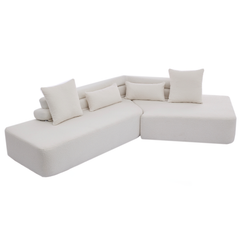 128" Minimalist Cloud Sectional Couch in Beige