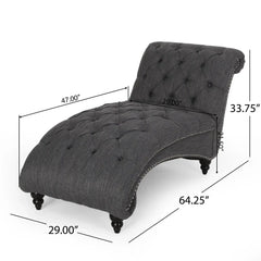 Chaise Lounge With Button Tufted Diamond Stitch