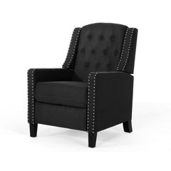 Classic Dark Grey Fabric Push Back Chair with Riveted Armrests