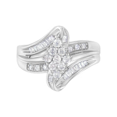 10K White Gold 1/2 cttw Diamond Cluster Ring (H-I Clarity, I2-I3 Color) - Size 6