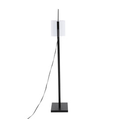 Arturo Contemporary Floor Lamp in Black Wood and Black Steel with White Fabric Shade