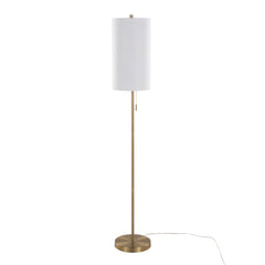 Bounty 62' Contemporary Metal Floor Lamp in Gold with White Linen Shade
