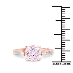 2.73 Carat Genuine Kunzite and White Topaz .925 Sterling Silver Ring