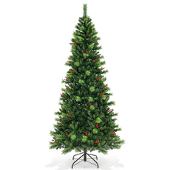 6/7/8 Feet Pre-Lit Artificial Christmas Tree with 300/400/500 LED Lights