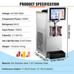 8L Commercial Single Frozen Margarita Ice Slushy Drink Maker Machine, 1050W (SAK94026)