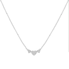 14K White Gold 1.0 Cttw Princess Cut Diamond Three Heart 18" Statement Pendant Necklace (H-I Color, SI2-I1 Clarity)