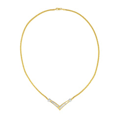 10K Yellow and White Gold 1/2 Cttw Princess Cut Diamond Channel-Set “V†Shape 18" Franco Chain Necklace (H-I Color, SI2-I1 Clarity)