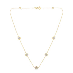 Yellow Color Plated Sterling Silver Diamond Station Necklace (1/2 cttw, K-L Color, I2-I3 Clarity)