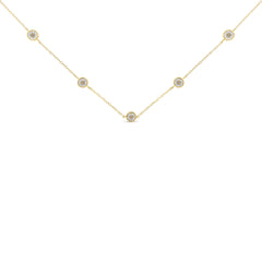 Yellow Color Plated Sterling Silver Diamond Station Necklace (1/2 cttw, K-L Color, I2-I3 Clarity)