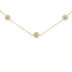 Yellow Color Plated Sterling Silver Diamond Station Necklace (1/2 cttw, K-L Color, I2-I3 Clarity)