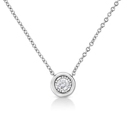 10K White Gold 1/10 Cttw Miracle Set Round-Cut Diamond Square Shape 18" Pendant Necklace (H-I Color, SI2-I1 Clarity)
