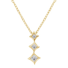 10K White Gold 1/5 Cttw Princess Cut Diamond 3 Stone Drop 18" Pendant Necklace (H-I Color, SI2-I1 Clarity)