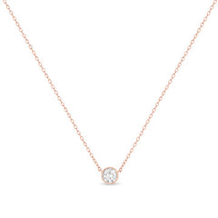 .925 Sterling Silver 1/2 Cttw Diamond Bezel 18" Pendant Necklace (I-J Color, I2-I3 Clarity)