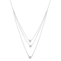 .925 Sterling Silver 1/2 Cttw Round Diamond Medallion Multi-Strand Tri Pendant 18" Necklace (H-I Color, I2-I3 Clarity)
