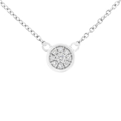 10K White Gold 1/4 Cttw Diamond Flower Pendant Necklace (I-J Color, I2-I3 Clarity) - Adjustable 16-18" chain