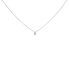 14K White Gold 1/10 Cttw Pear Shape Lab Grown Diamond Solitaire Pendant Necklace (F-G Color, VS2-SI1 Clarity)