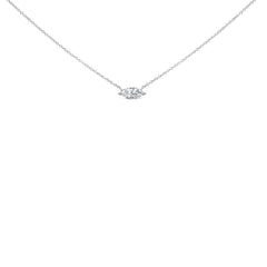 14K White Gold 1/2 Cttw Marquise Lab-Grown Diamond East West Solitaire 18" Pendant Necklace (F-G Color, VS2-SI1 Clarity)