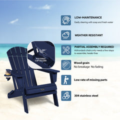 Folding Adirondack Chair Wood Texture Navy Blue