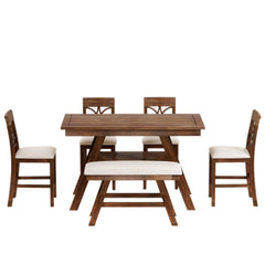 Charlie Walnut Farmhouse Counter Height 6-Piece Dining Set