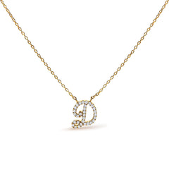 10K White Gold Diamond Accent "A" Initial Script Style Pendant Necklace