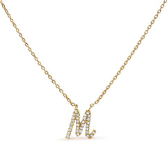 10K White Gold Diamond Accent "A" Initial Script Style Pendant Necklace