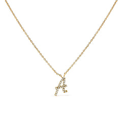 10K White Gold Diamond Accent "A" Initial Script Style Pendant Necklace