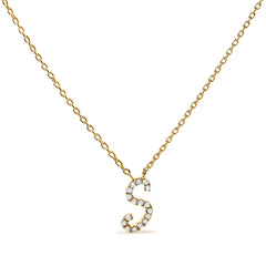 10K White Gold Diamond Accent "A" Initial Script Style Pendant Necklace