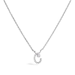 10K White Gold Diamond Accent "A" Initial Script Style Pendant Necklace