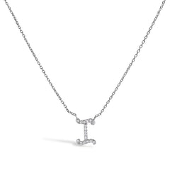 10K White Gold Diamond Accent "A" Initial Script Style Pendant Necklace