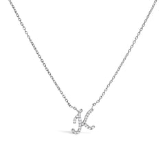 10K White Gold Diamond Accent "A" Initial Script Style Pendant Necklace