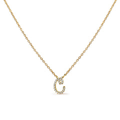 10K White Gold Diamond Accent "A" Initial Script Style Pendant Necklace