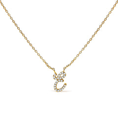 10K White Gold Diamond Accent "A" Initial Script Style Pendant Necklace