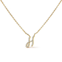 10K White Gold Diamond Accent "A" Initial Script Style Pendant Necklace