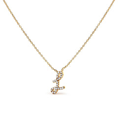 10K White Gold Diamond Accent "A" Initial Script Style Pendant Necklace
