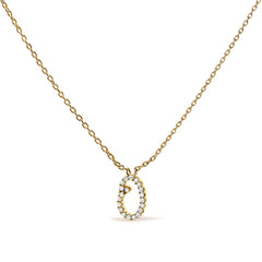 10K White Gold Diamond Accent "A" Initial Script Style Pendant Necklace